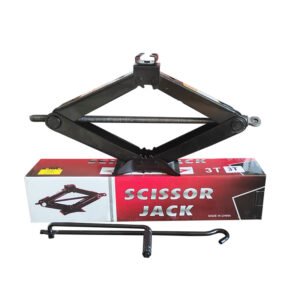 3Ton 360 Rotating Head Steel Scissor Jack Hand Crank Electrophoresis Treated Black